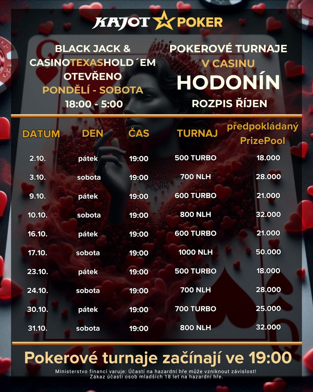 Rozpis turnajů ŘÍJEN